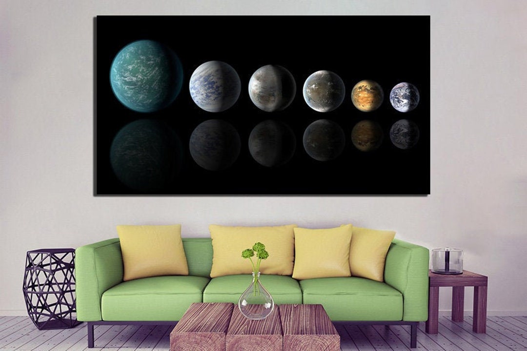 Solar System Art Planet Canvas Space Wall Art Mercury Print Earth ...