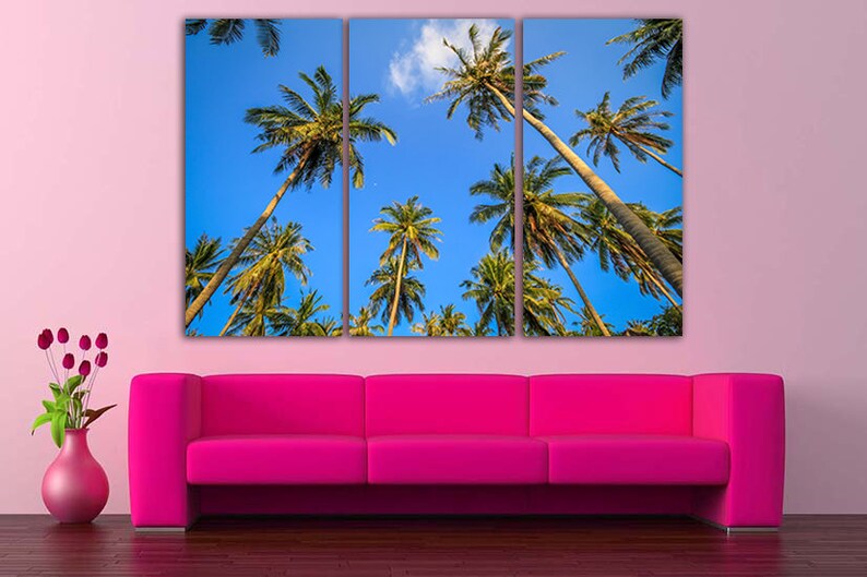 Palm Canvas Palm Tree Wall Art Palm Leaves Art Green Wall Etsy