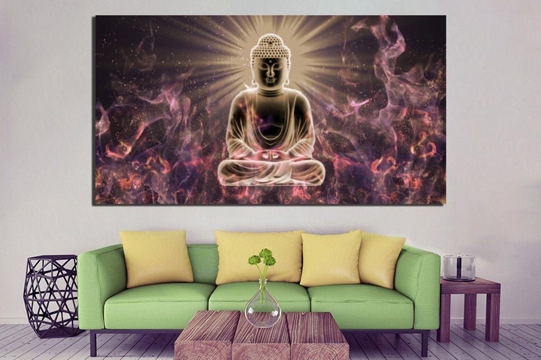 Buddha Canvas Modern Wall Art Zen Print Meditation Decor Buddhism Art ...