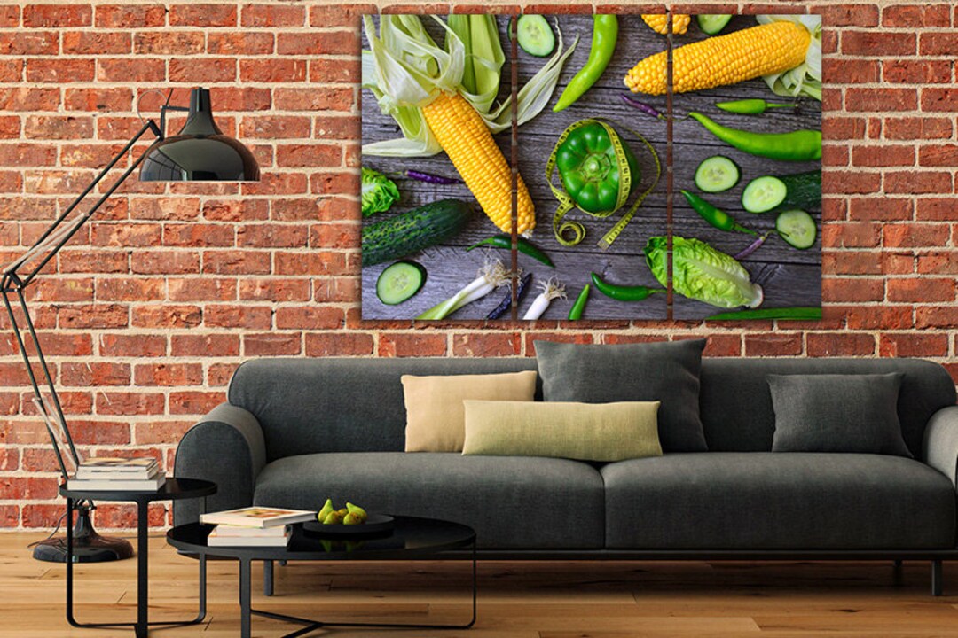 Vegetable Canvas Food Wall Art Cabbage Print Pepper Décor Healthy Diet