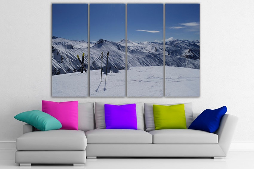 Skiing Canvas Winter Art Winter Sport Art Ski Game Decor Snow Landscape ...