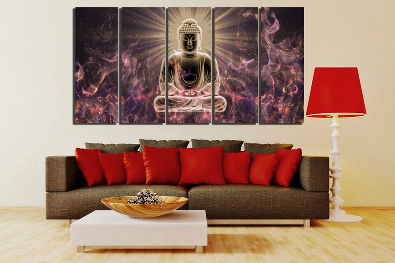 Buddha Canvas Modern Wall Art Zen Print Meditation Decor Buddhism Art ...