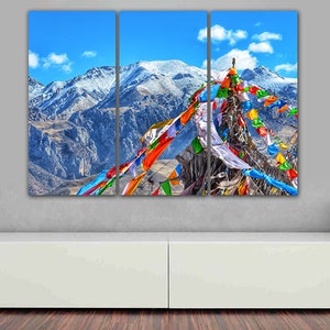 Tibet canvas Asia wall art Mountain decor Buddhism print poster Gift for her Tibet mountains art Everest poster Lamaism art Tibetan buddhism image 3