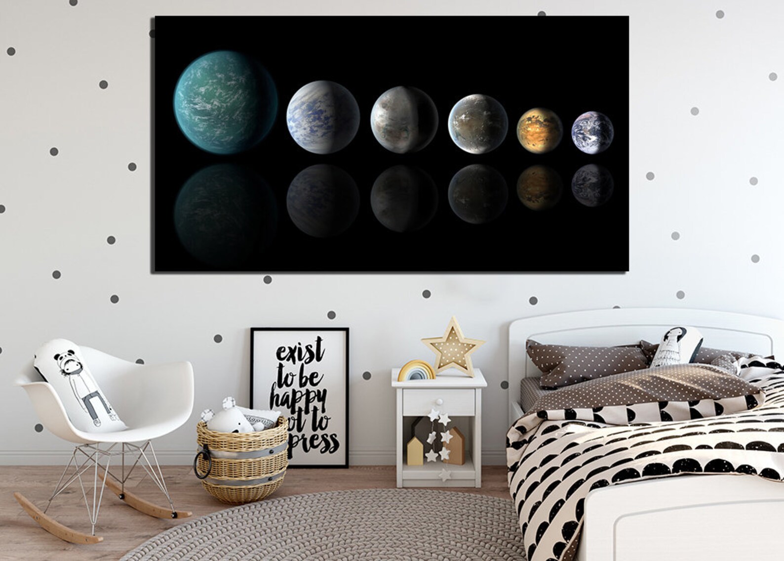 Solar System Art Canvas Space Wall Art Mercury Print Etsy