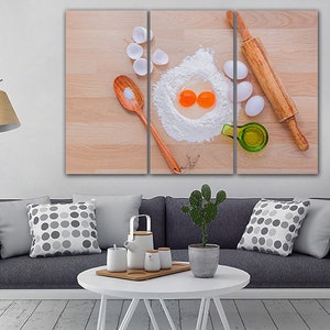 food photography canvas print: kitchen & restaurant... Food Canvas Flour Décor Food Wall Art Egg Décor Cook Gifts Art Pastry ...