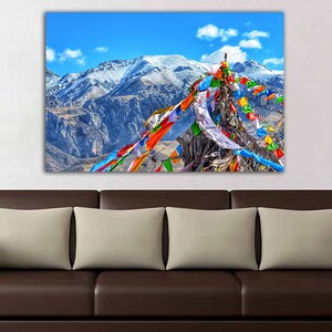 Tibet canvas Asia wall art Mountain decor Buddhism print poster Gift for her Tibet mountains art Everest poster Lamaism art Tibetan buddhism image 2