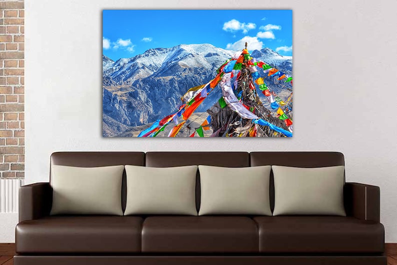 Tibet canvas Asia wall art Mountain decor Buddhism print poster Gift for her Tibet mountains art Everest poster Lamaism art Tibetan buddhism image 2