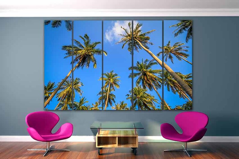 Palm Canvas Palm Tree Wall Art Palm Leaves Art Green Wall Etsy