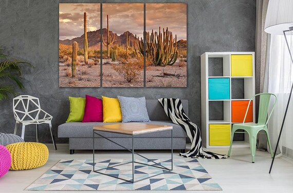 Cactus Canvas Nature Print Landscape Decor Mountain Wall Art - Etsy