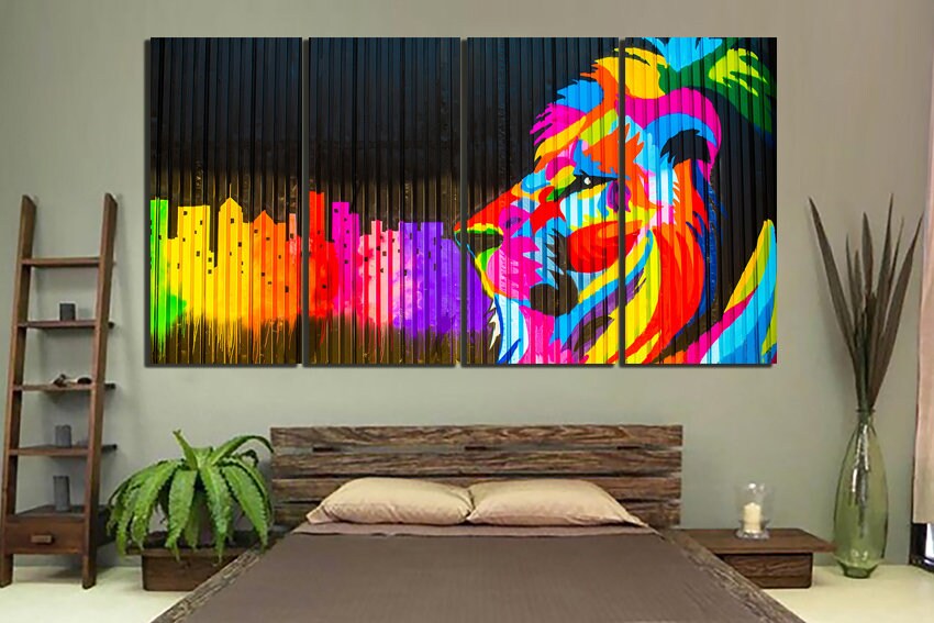 Lion Canvas Street Art Graffiti Décor Lion King Print Animal - Etsy