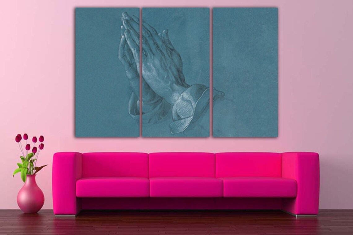 Praying Hands Art Print on Canvas Religious Gift Hand Drawing Etsy