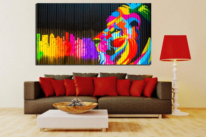 Lion Canvas Street Art Graffiti Décor Lion King Print Animal - Etsy