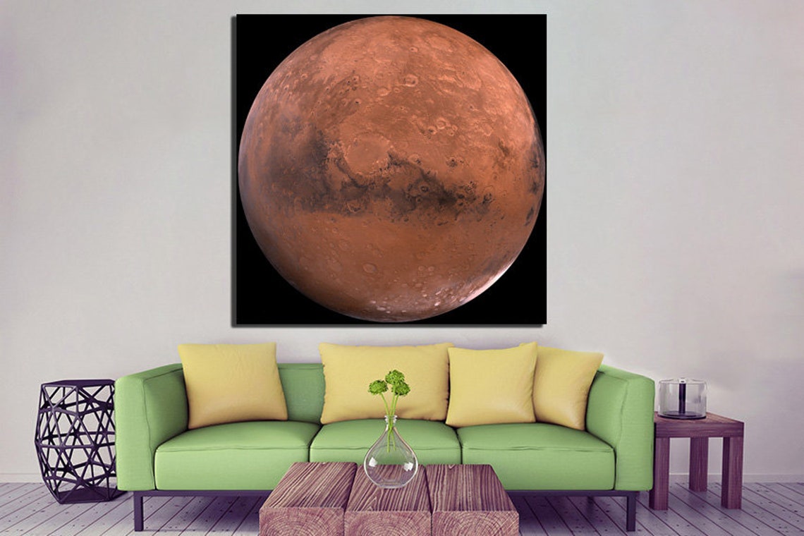 Mars Canvas Space Wall Art Mars Home Decor Sphere Print Space Etsy