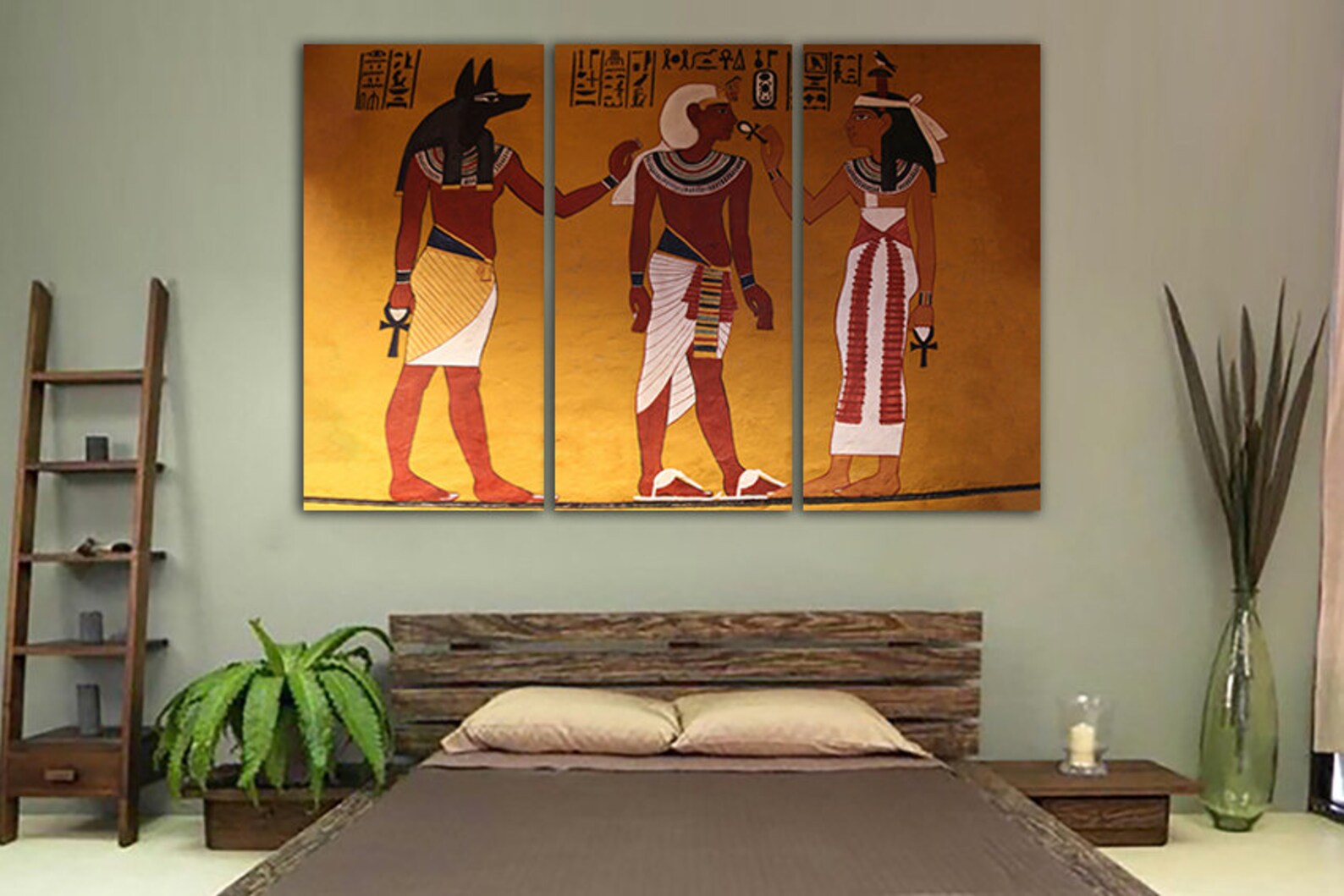 Egypt canvas Modern wall art Tomb pharaonic Tutankhamun print Etsy