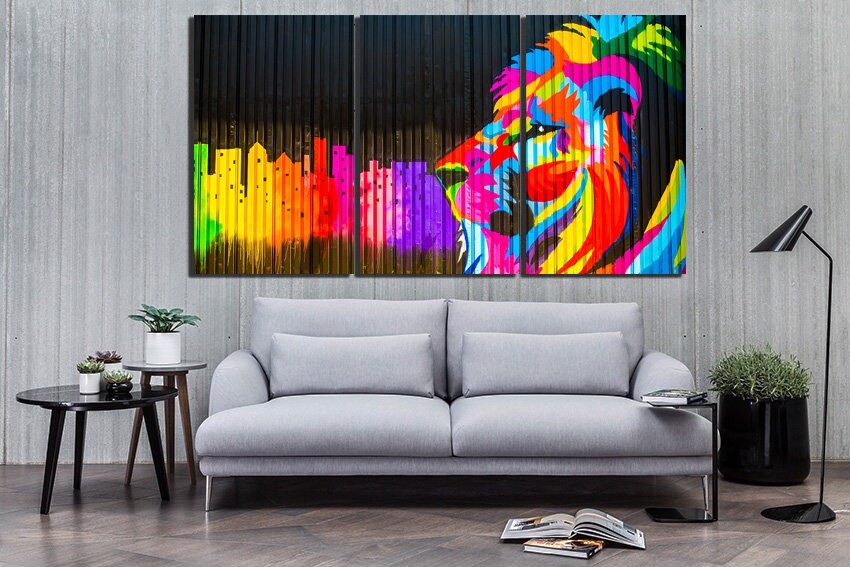 Lion Canvas Street Art Graffiti Décor Lion King Print Animal - Etsy
