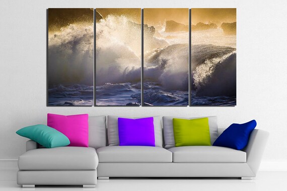 Hawaii canvas Wave print Ocean wall decor Travel gift Tourism print Beach décor Pacific ocean art Wave art print Surf wall art Rock decor