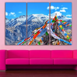 Tibet canvas Asia wall art Mountain decor Buddhism print poster Gift for her Tibet mountains art Everest poster Lamaism art Tibetan buddhism image 5