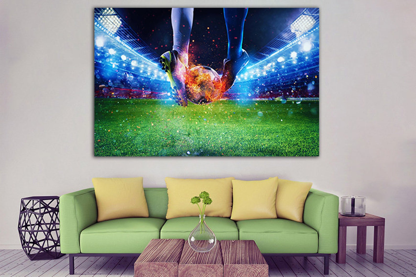Football Canvas Soccer Ball Art Sport Wall Decor Sports Game Etsy