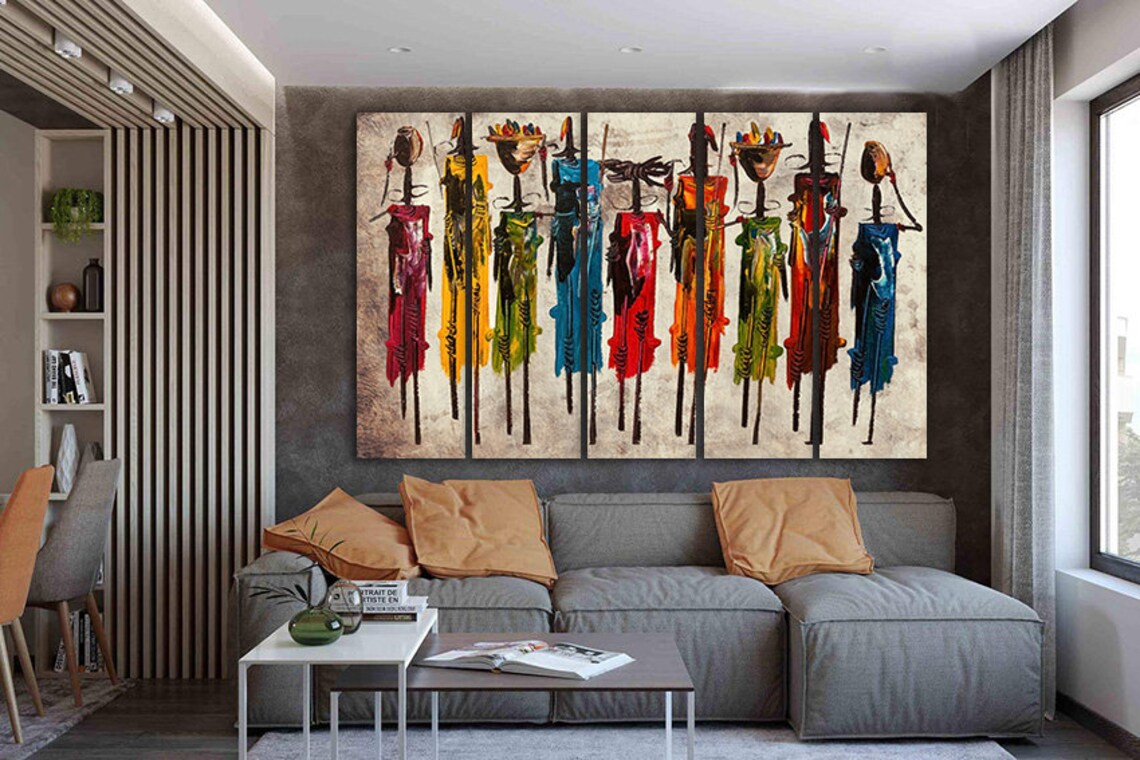 African wall print Woman canvas Massai people Kenya canvas | Etsy