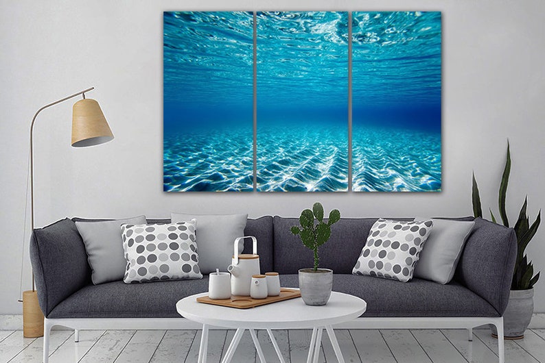 Ocean Canvas Underwater Decor Water Wall Art Undersea World Etsy