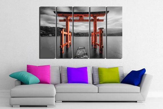 Torii canvas Torii gate print Japan wall art Itsukushima shrine Japanese garden art Asian wall decor Floating Torii Hiroshima wall art