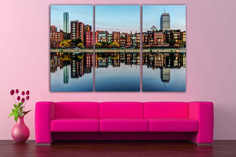 Boston Canvas City Skyline Art Massachusetts Print Gift Travel Etsy