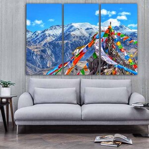 Tibet canvas Asia wall art Mountain decor Buddhism print poster Gift for her Tibet mountains art Everest poster Lamaism art Tibetan buddhism image 4