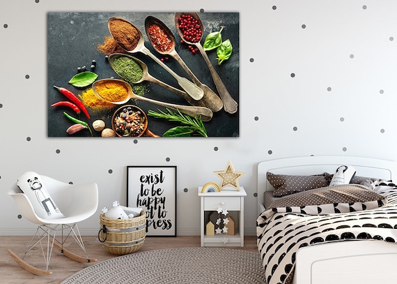 Spices Canvas Herbs Wall Art Pepper Home Art Kitchen Wall