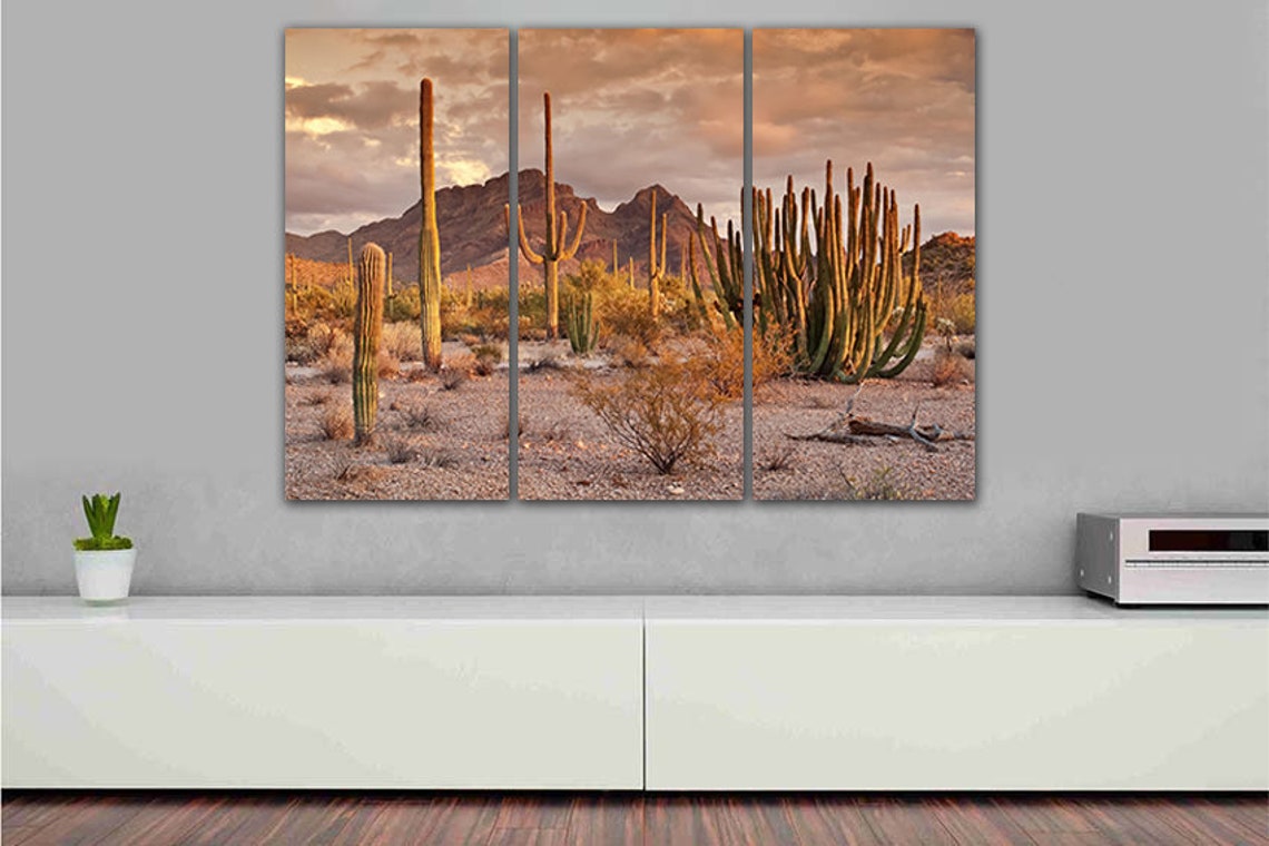 Cactus canvas Nature print Landscape decor Mountain wall art | Etsy