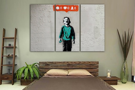 BANKSY I AM OUT OF BED WALL ART PAINT PRINT ON FRAMED CANVAS HOME DECORATION