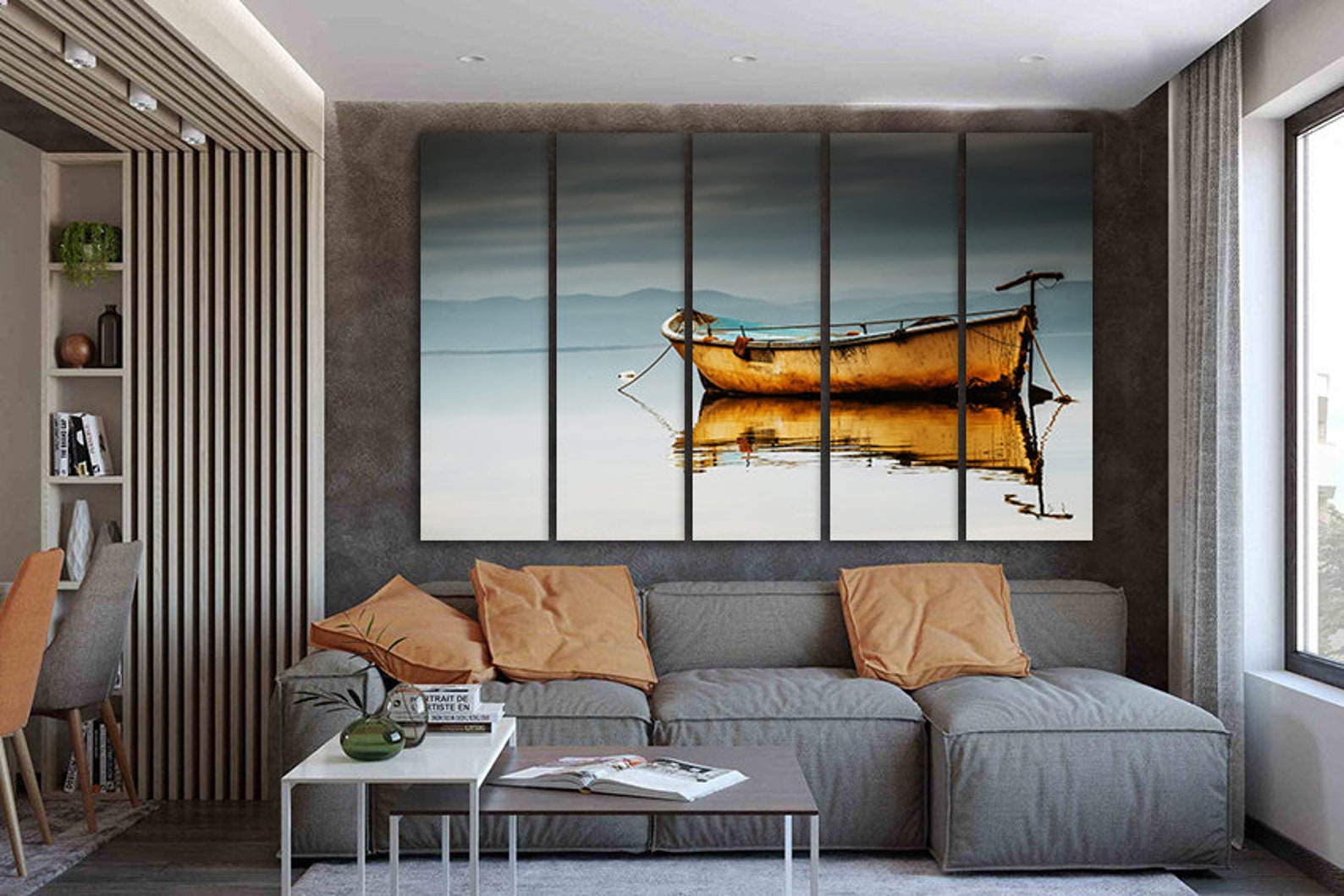 Boat Canvas Sea Print Nature Wall Art Mountains Decor Boat Etsy