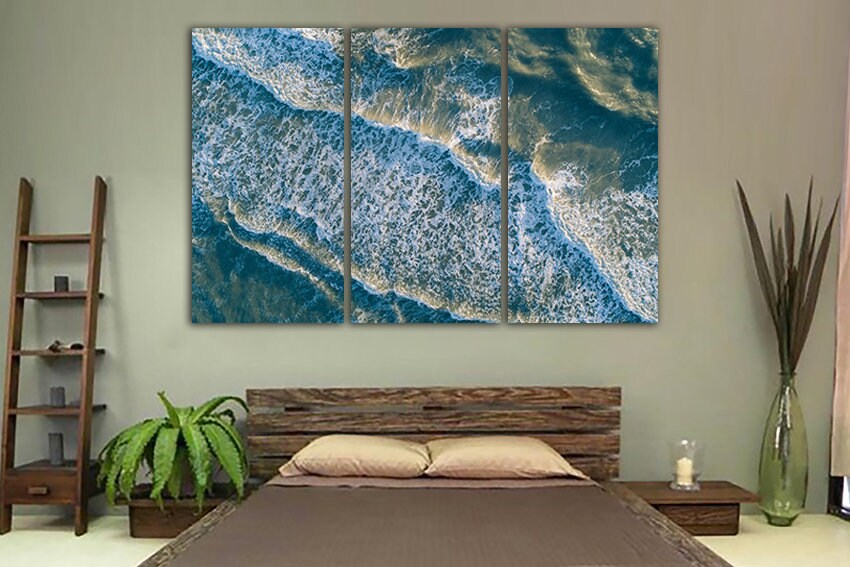 Sea Canvas Set Beach Art Print Nature Wall Decor Sea Wave Ocean Home ...