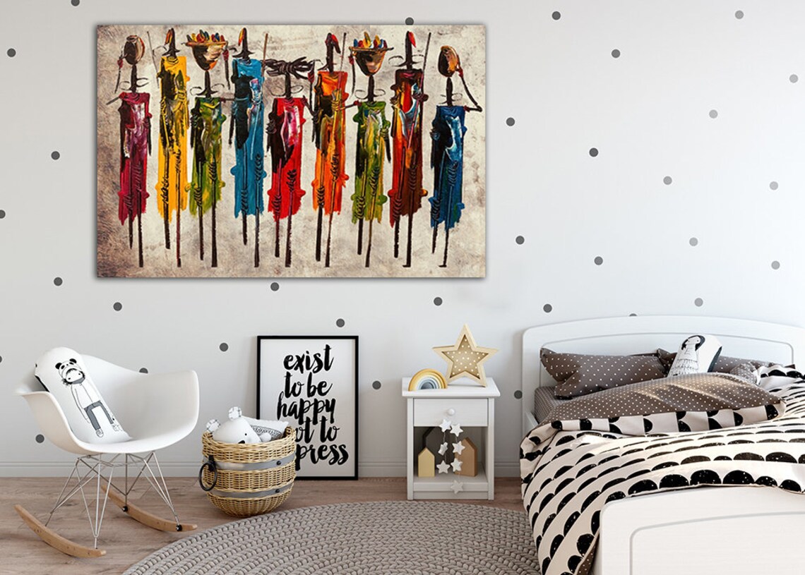 African wall print Woman canvas Massai people Kenya canvas | Etsy
