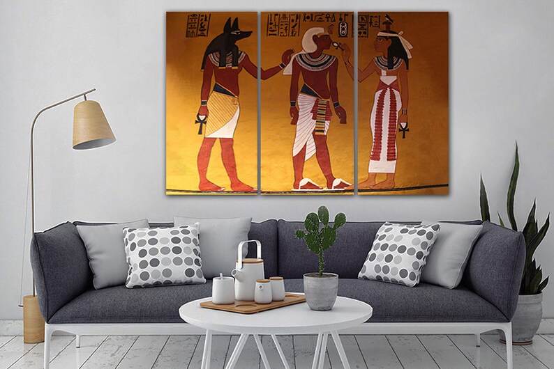 Egypt canvas Modern wall art Tomb pharaonic Tutankhamun print Etsy