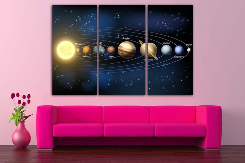 Solar System Art Planet Canvas Space Wall Art Mercury Print Earth ...