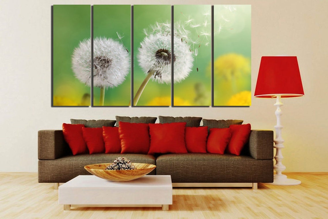 Dandelion Canvas Flower Art Nature Wall Decor Flower Print Etsy