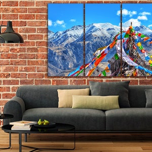 Tibet canvas Asia wall art Mountain decor Buddhism print poster Gift for her Tibet mountains art Everest poster Lamaism art Tibetan buddhism image 7