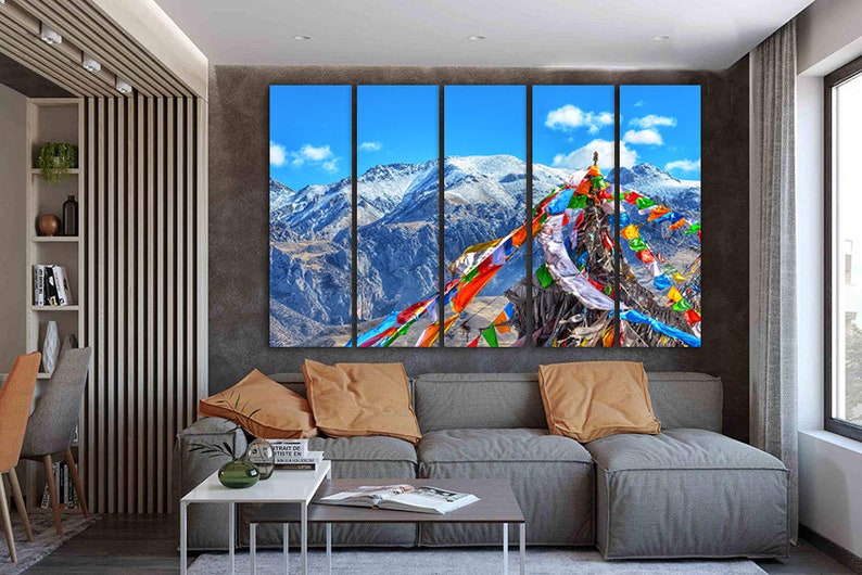 Tibet canvas Asia wall art Mountain decor Buddhism print poster Gift for her Tibet mountains art Everest poster Lamaism art Tibetan buddhism image 10