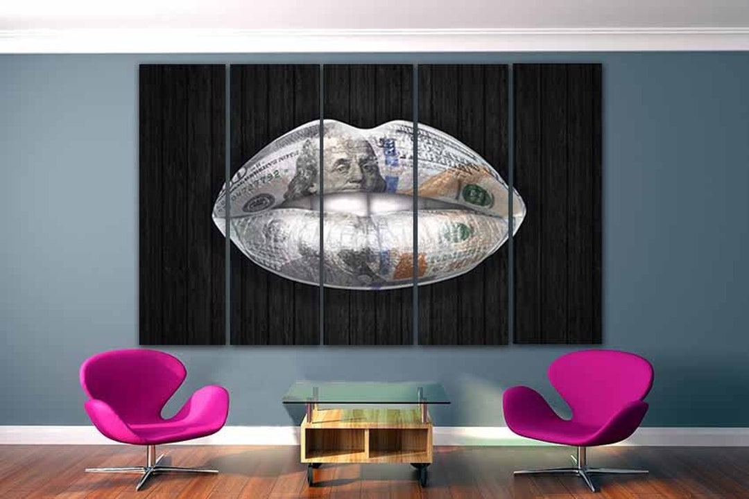 Lips Money Canvas Dollar Wall Art Boss Wall Decor Artwork Sign Money ...
