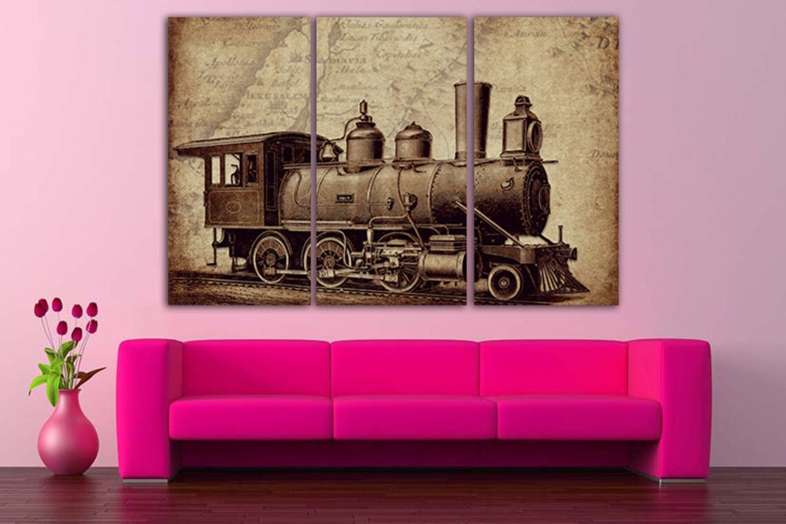 Train Canvas Set Art Machine Art Prints Engine Etsy