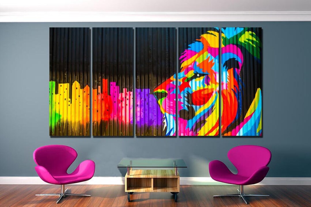 Lion Canvas Street Art Graffiti Décor Lion King Print Animal Wall Art ...