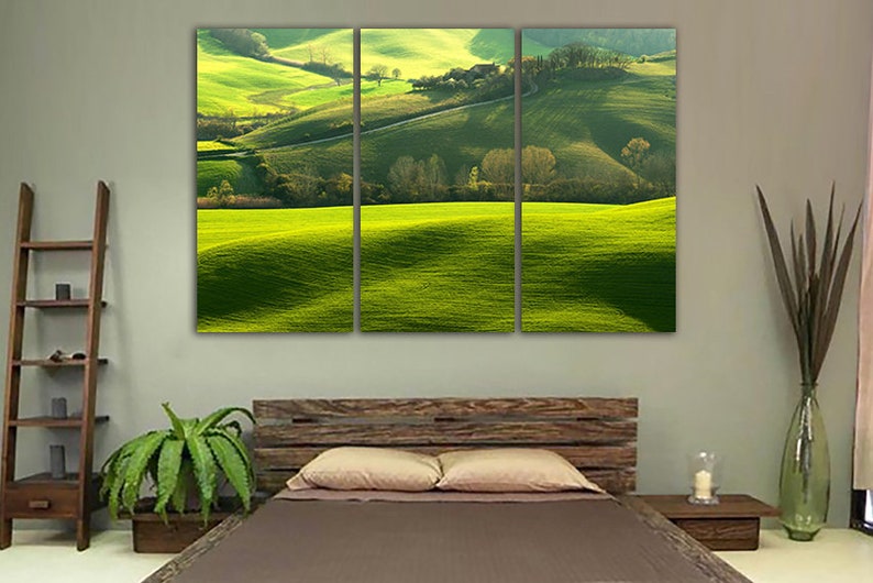 Toscana Canvas Italy Wall Art Field Decor Tuscany Poster Green Etsy