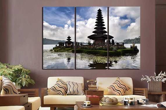 Ulun Danu Bratan Bali canvas Hindu temple print Indonesia wall art Temple wall decor Hindu wall print Religious art Shiva gift Lake Bali