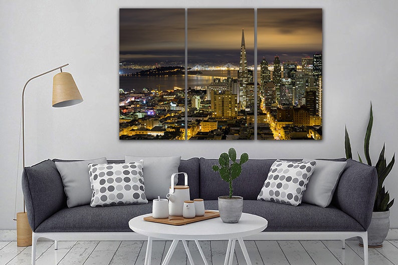 San Francisco Wall Art Canvas Bridge Wall Décor Night City Art Etsy