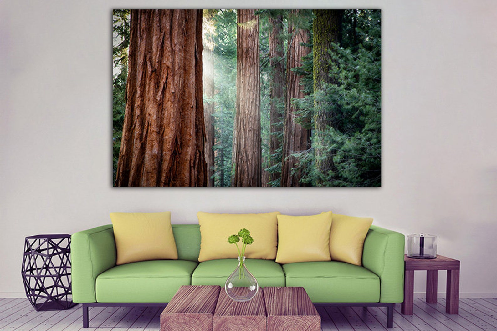 Redwood forest Wall art canvas Tree print Nature home art Etsy