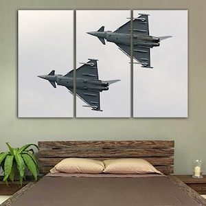 Fighter jet art print on canvas Aircraft for office decor Military Airplane Gift Aviation artwork Playroom art Kids room Large canvas art