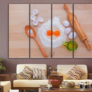 food photography canvas print: kitchen & restaurant... Food Canvas Flour Décor Food Wall Art Egg Décor Cook Gifts Art Pastry ...