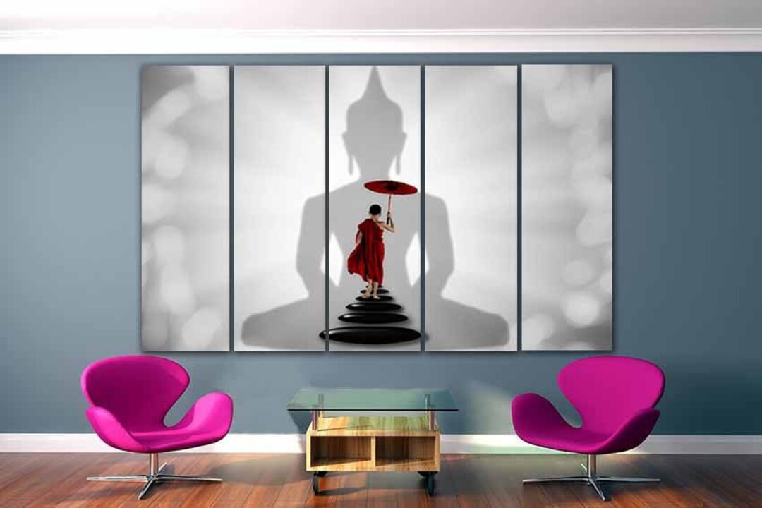 Buddha Canvas Art Modern Print Zen Wall Art Monk Decor Stone Wall Art ...