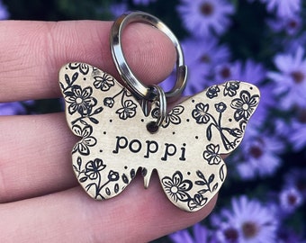 Personalized Floral Butterfly Pet ID Tag: Cat & Dog Collar