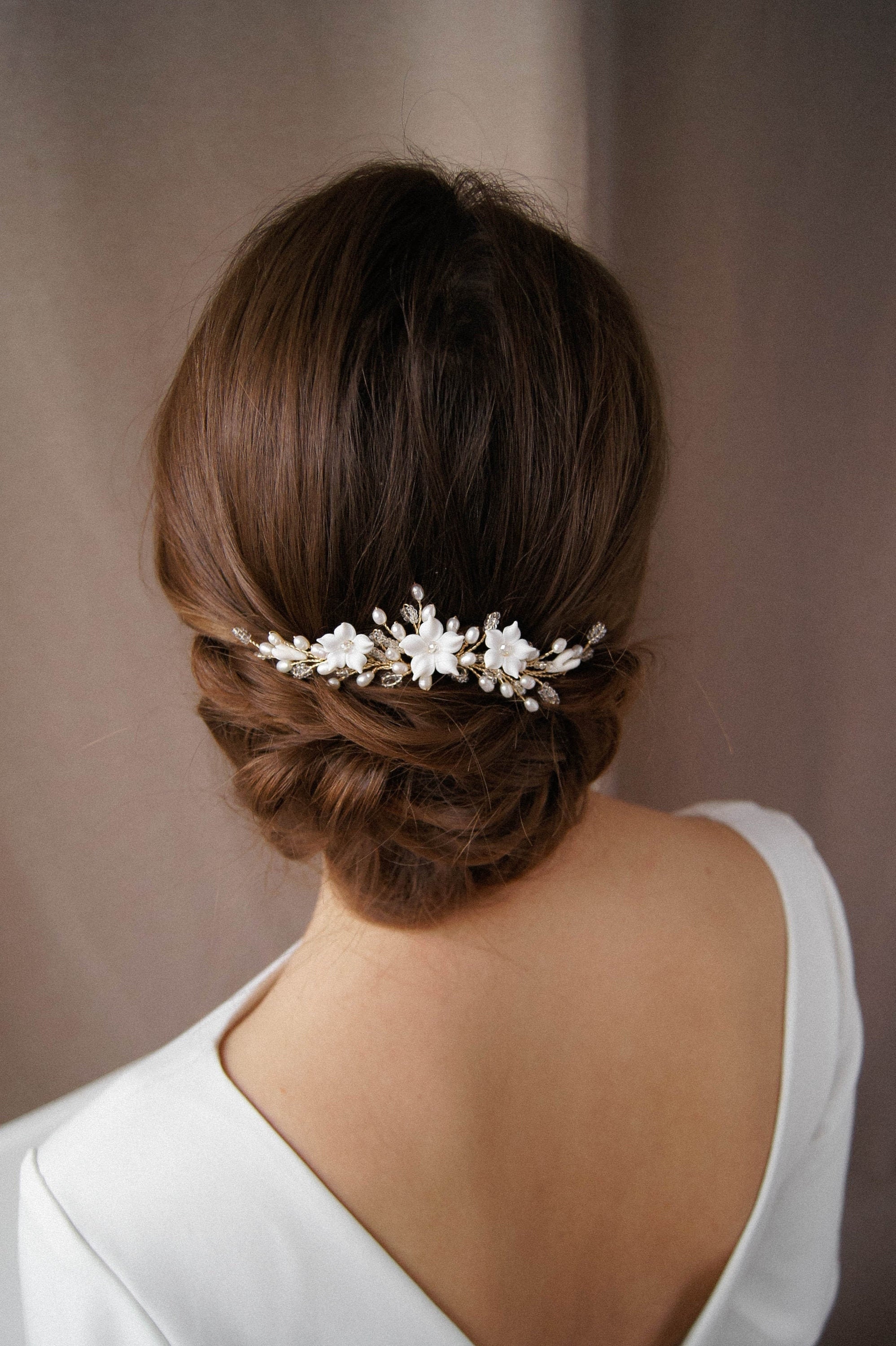 Bridal hairpiece small Wedding floral hair piece Bridal hair Etsy